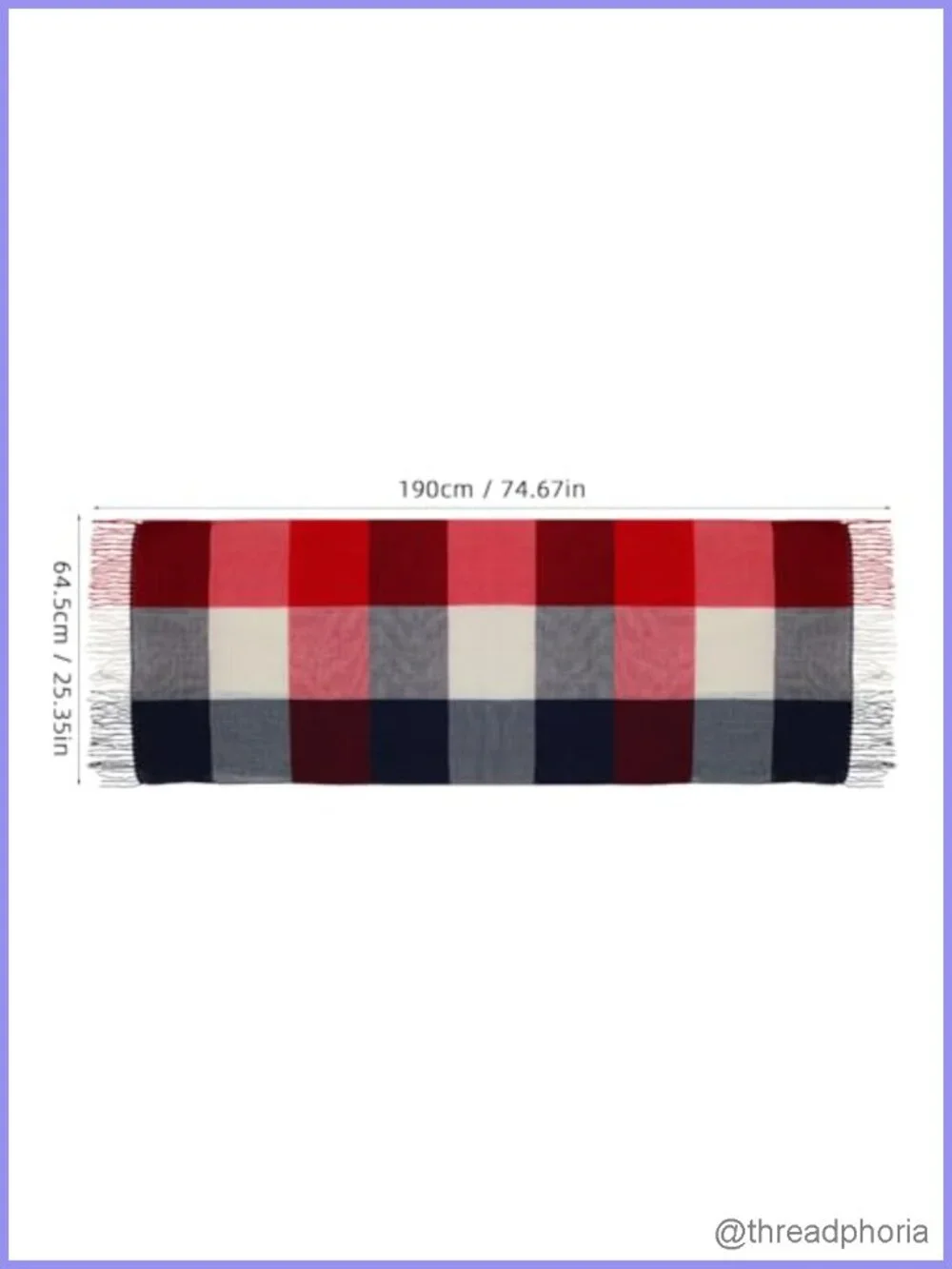 Oversized Plaid Scarf for Women with Tassel Detail, Warm Winter Shawl Wrap